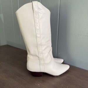 VTG Schutz cowboy boots bone white faux leather western rodeo festival‎ Y2K 6B